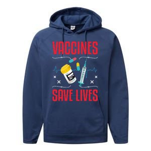 Support Vaccines Save Lives Nursing School Nurses Day Performance Fleece Hoodie