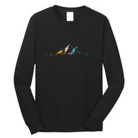 Ski Vintage Skier Heartbeat Mountains Retro Skiing ECG Gifts Long Sleeve Shirt