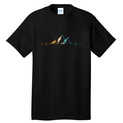 Ski Vintage Skier Heartbeat Mountains Retro Skiing ECG Gifts Tall T-Shirt