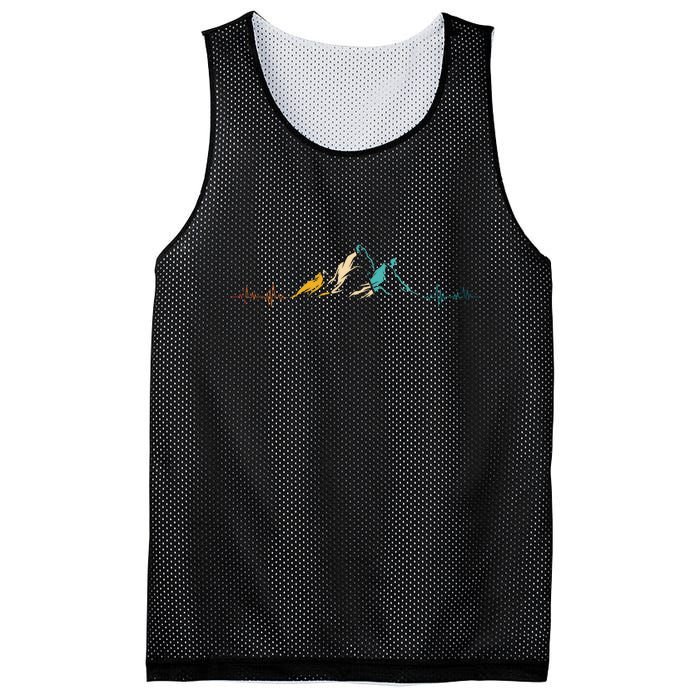 Ski Vintage Skier Heartbeat Mountains Retro Skiing ECG Gifts Mesh Reversible Basketball Jersey Tank