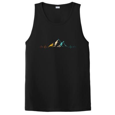 Ski Vintage Skier Heartbeat Mountains Retro Skiing ECG Gifts PosiCharge Competitor Tank