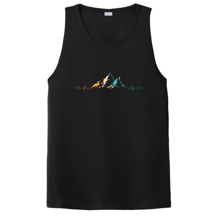 Ski Vintage Skier Heartbeat Mountains Retro Skiing ECG Gifts PosiCharge Competitor Tank