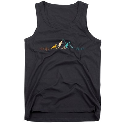 Ski Vintage Skier Heartbeat Mountains Retro Skiing ECG Gifts Tank Top