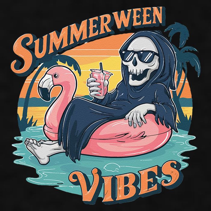 Summerween Vibes Skeleton Flamingo Float Summer Halloween Ladies PosiCharge Tri-Blend Wicking Tank