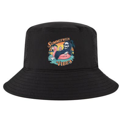 Summerween Vibes Skeleton Flamingo Float Summer Halloween Cool Comfort Performance Bucket Hat