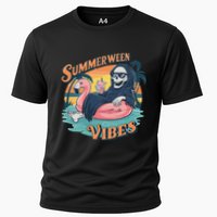 Summerween Vibes Skeleton Flamingo Float Summer Halloween Performance Shirt