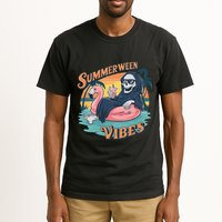 Summerween Vibes Skeleton Flamingo Float Summer Halloween Tall T-Shirt