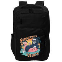 Summerween Vibes Skeleton Flamingo Float Summer Halloween Impact Tech Backpack