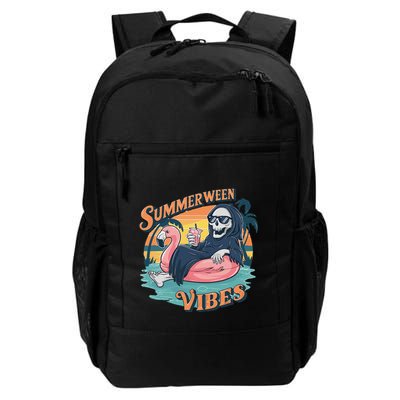 Summerween Vibes Skeleton Flamingo Float Summer Halloween Backpack