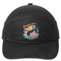 Summerween Vibes Skeleton Flamingo Float Summer Halloween 7-Panel Snapback Hat