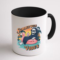 Summerween Vibes Skeleton Flamingo Float Summer Halloween Mug