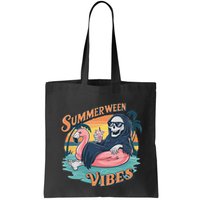 Summerween Vibes Skeleton Flamingo Float Summer Halloween Bag
