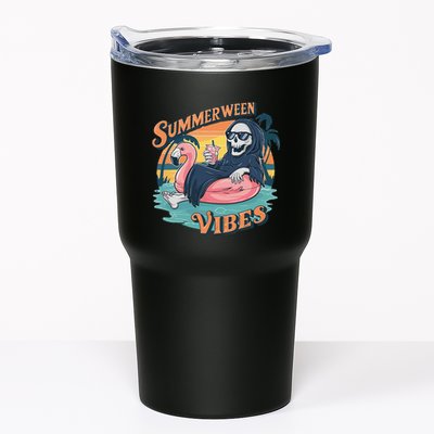 Summerween Vibes Skeleton Flamingo Float Summer Halloween Tumbler
