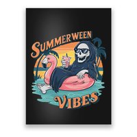 Summerween Vibes Skeleton Flamingo Float Summer Halloween Poster