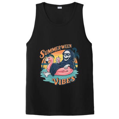 Summerween Vibes Skeleton Flamingo Float Summer Halloween PosiCharge Competitor Tank
