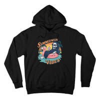 Summerween Vibes Skeleton Flamingo Float Summer Halloween Tall Hoodie
