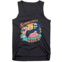 Summerween Vibes Skeleton Flamingo Float Summer Halloween Tank Top