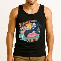 Summerween Vibes Skeleton Flamingo Float Summer Halloween Tank Top