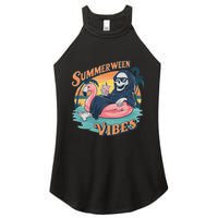 Summerween Vibes Skeleton Flamingo Float Summer Halloween Women's Perfect Tri Rocker Tank