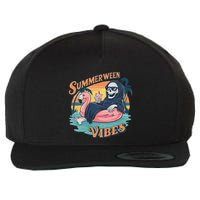 Summerween Vibes Skeleton Flamingo Float Summer Halloween Wool Snapback Cap