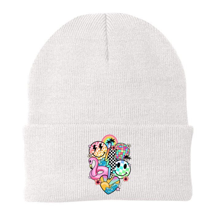 Summer Vibes Smile Face Hello Summer Vacation Knit Cap Winter Beanie