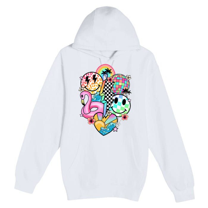 Summer Vibes Smile Face Hello Summer Vacation Premium Pullover Hoodie