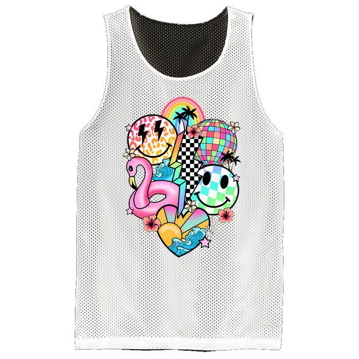 Summer Vibes Smile Face Hello Summer Vacation Mesh Reversible Basketball Jersey Tank