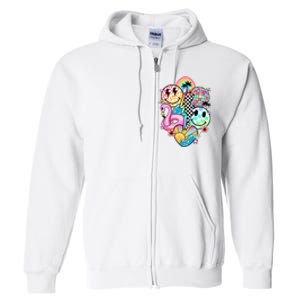 Summer Vibes Smile Face Hello Summer Vacation Full Zip Hoodie