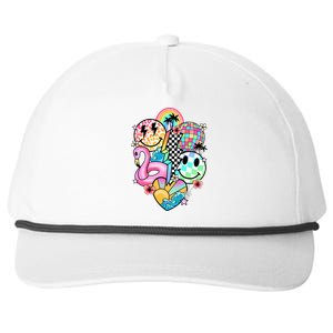 Summer Vibes Smile Face Hello Summer Vacation Snapback Five-Panel Rope Hat