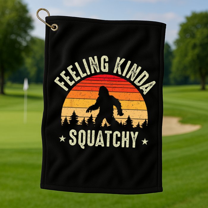 Sasquatch Vintage Sunset Bigfoot Retro Distressed 60s Funny Golf Towel