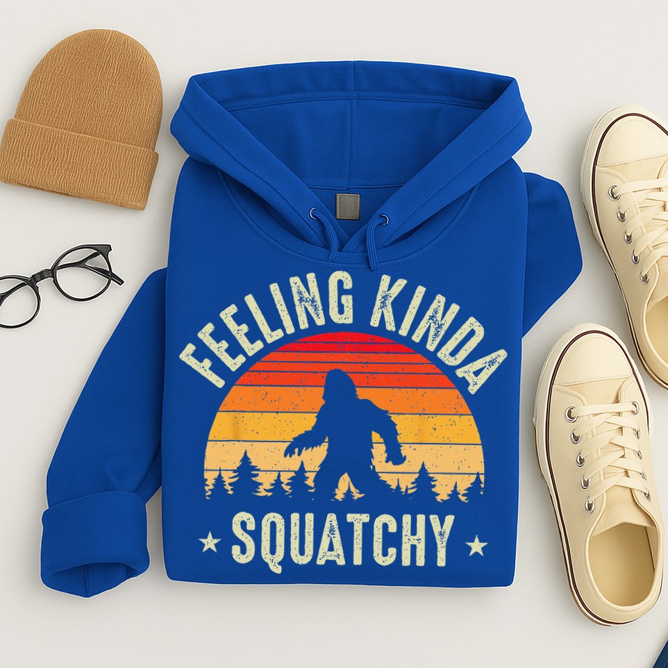 Sasquatch Vintage Sunset Bigfoot Retro Distressed 60s Funny Hoodie