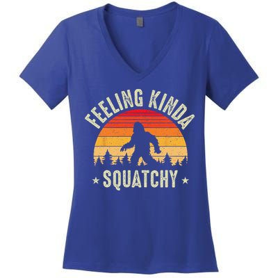 Sasquatch Vintage Sunset Bigfoot Retro Distressed 60s Funny Women's V-Neck T-Shirt