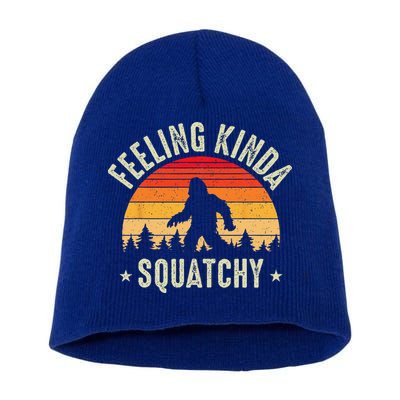 Sasquatch Vintage Sunset Bigfoot Retro Distressed 60s Funny Short Acrylic Beanie
