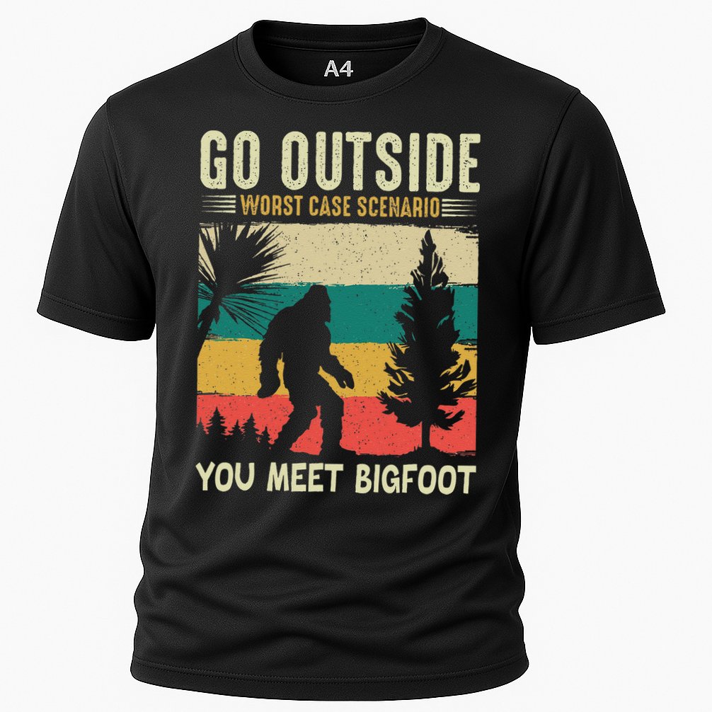 Sasquatch Vintage Sunset Bigfoot Retro Distressed 60s Gift Cooling Performance Crew T-Shirt