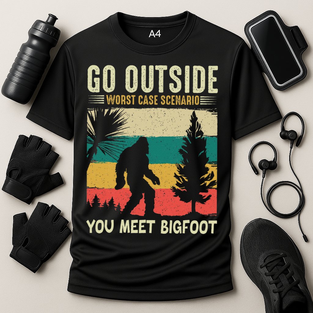Sasquatch Vintage Sunset Bigfoot Retro Distressed 60s Gift Cooling Performance Crew T-Shirt