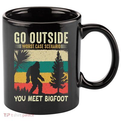 Sasquatch Vintage Sunset Bigfoot Retro Distressed 60s Gift 11oz C Handle Ceramic Mug