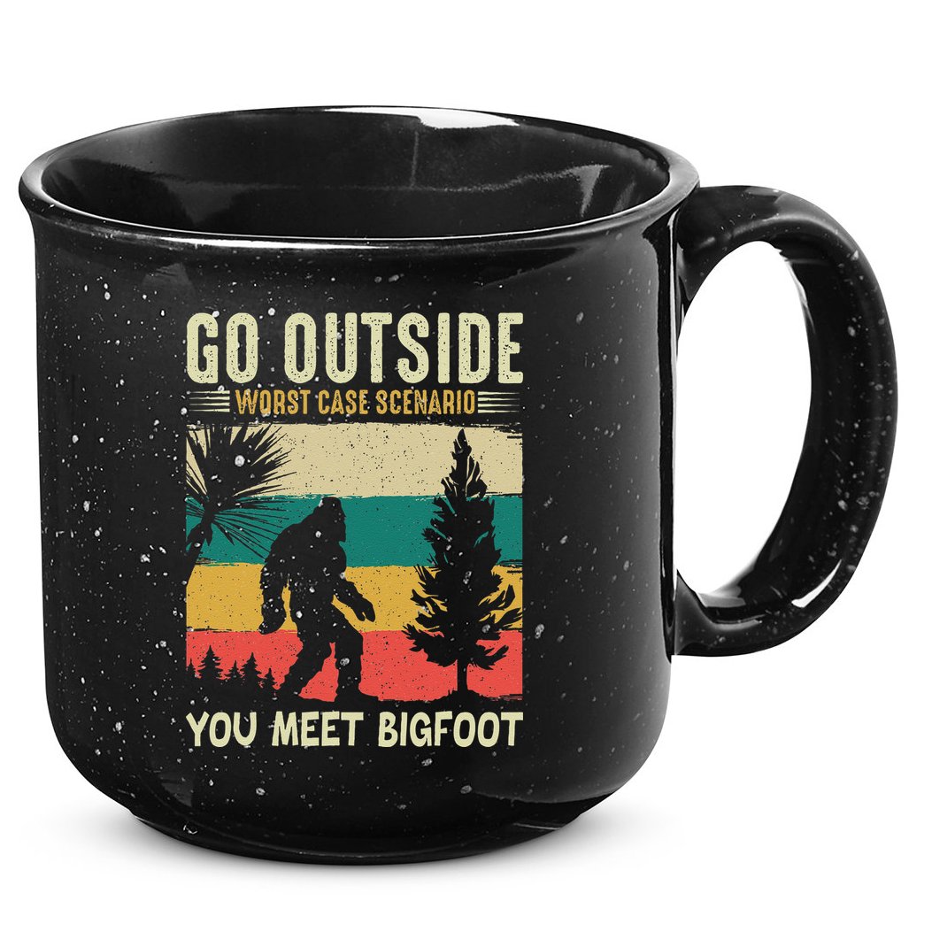 Sasquatch Vintage Sunset Bigfoot Retro Distressed 60s Gift 15oz Campfire Ceramic Mug