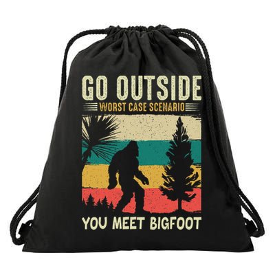Sasquatch Vintage Sunset Bigfoot Retro Distressed 60s Gift Drawstring Bag