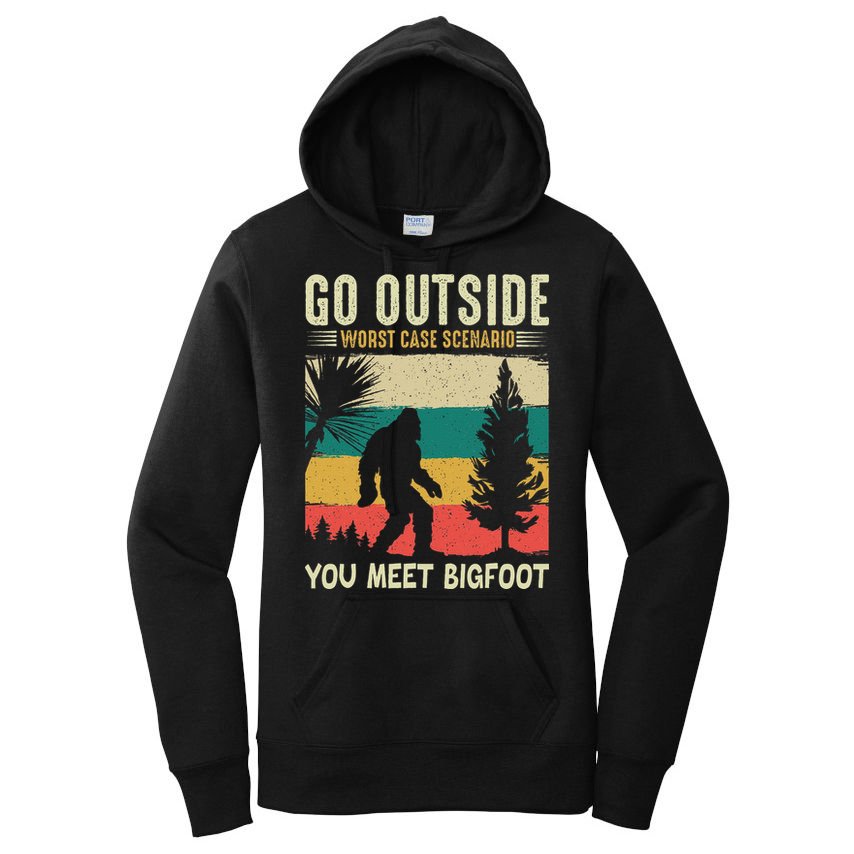 Sasquatch Vintage Sunset Bigfoot Retro Distressed 60s Gift Women's Pullover Hoodie