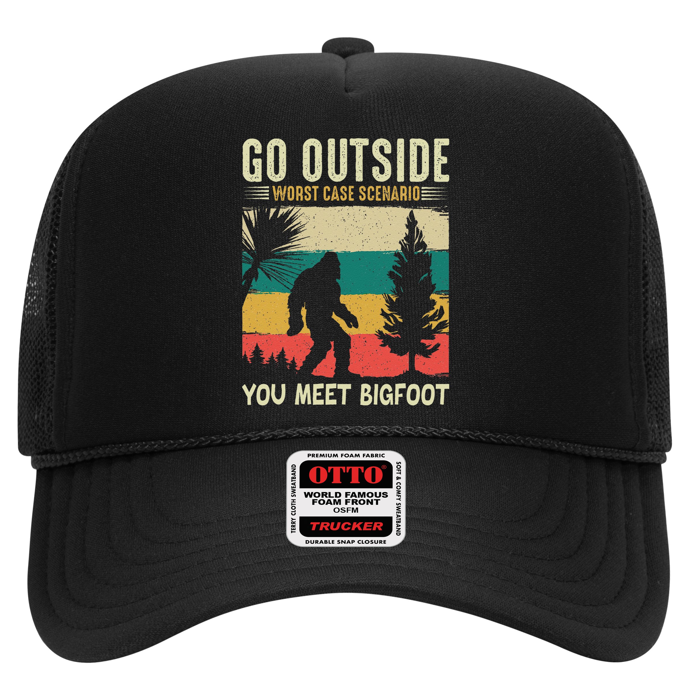 Sasquatch Vintage Sunset Bigfoot Retro Distressed 60s Gift Hat