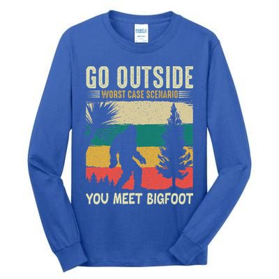 Sasquatch Vintage Sunset Bigfoot Retro Distressed 60s Gift Tall Long Sleeve T-Shirt