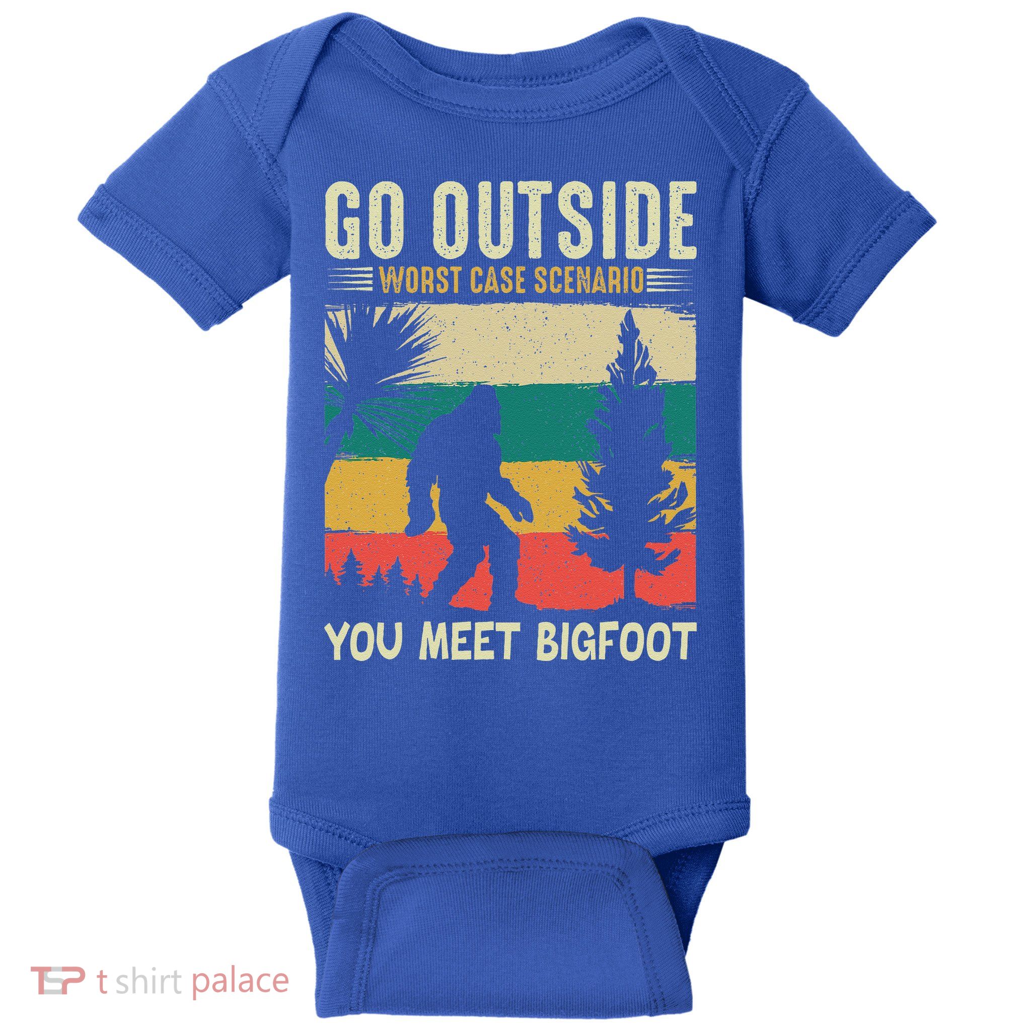 Sasquatch Vintage Sunset Bigfoot Retro Distressed 60s Gift Baby Bodysuit