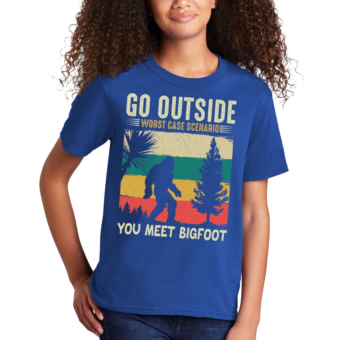 Sasquatch Vintage Sunset Bigfoot Retro Distressed 60s Gift Kids T-Shirt