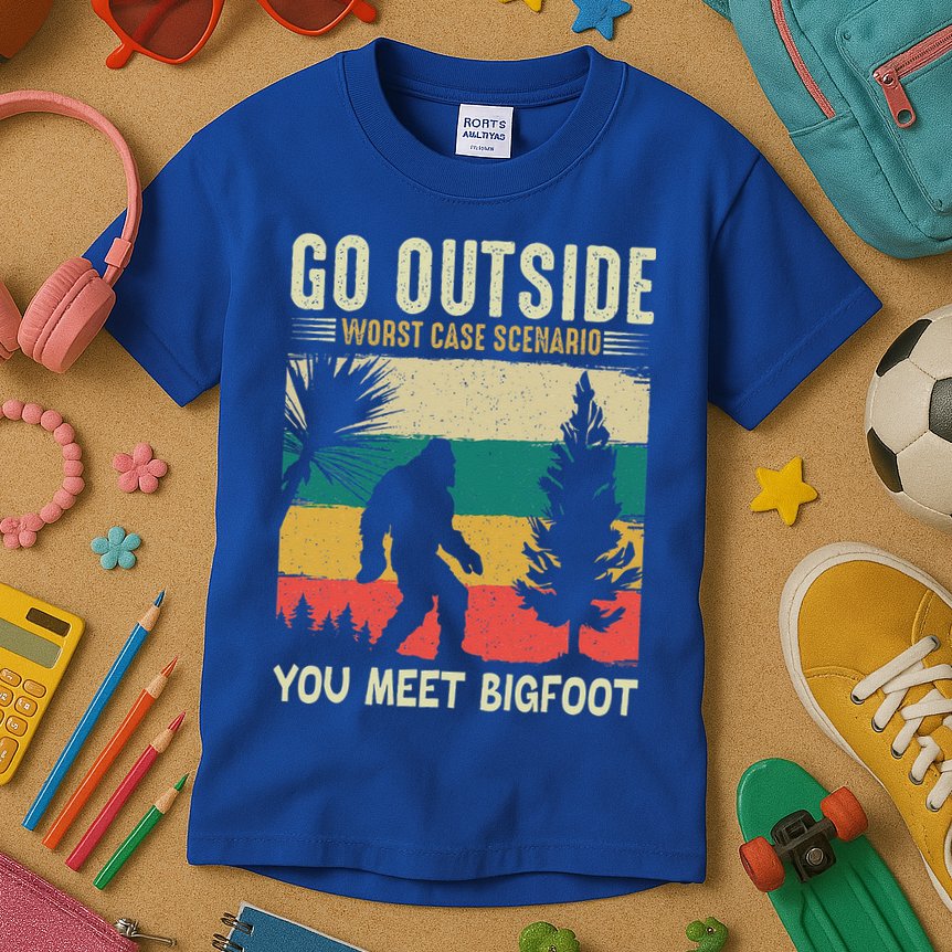 Sasquatch Vintage Sunset Bigfoot Retro Distressed 60s Gift Kids T-Shirt