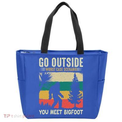 Sasquatch Vintage Sunset Bigfoot Retro Distressed 60s Gift Zip Tote Bag