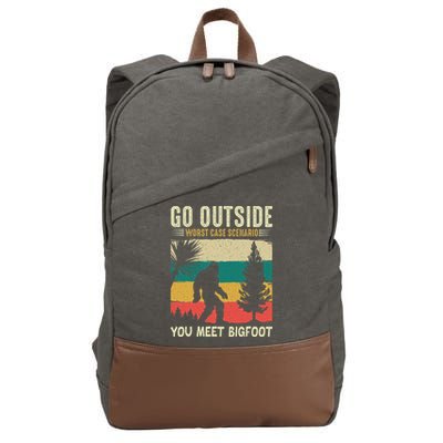 Sasquatch Vintage Sunset Bigfoot Retro Distressed 60s Gift Cotton Canvas Backpack