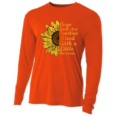 Sunflower Virgo September August Birthday Queen Gift Cooling Performance Long Sleeve Crew