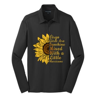 Sunflower Virgo September August Birthday Queen Gift Silk Touch Performance Long Sleeve Polo