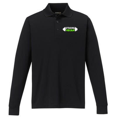 Strong Vegan Strong Gym Deadlift Strength Sports Gift Performance Long Sleeve Polo