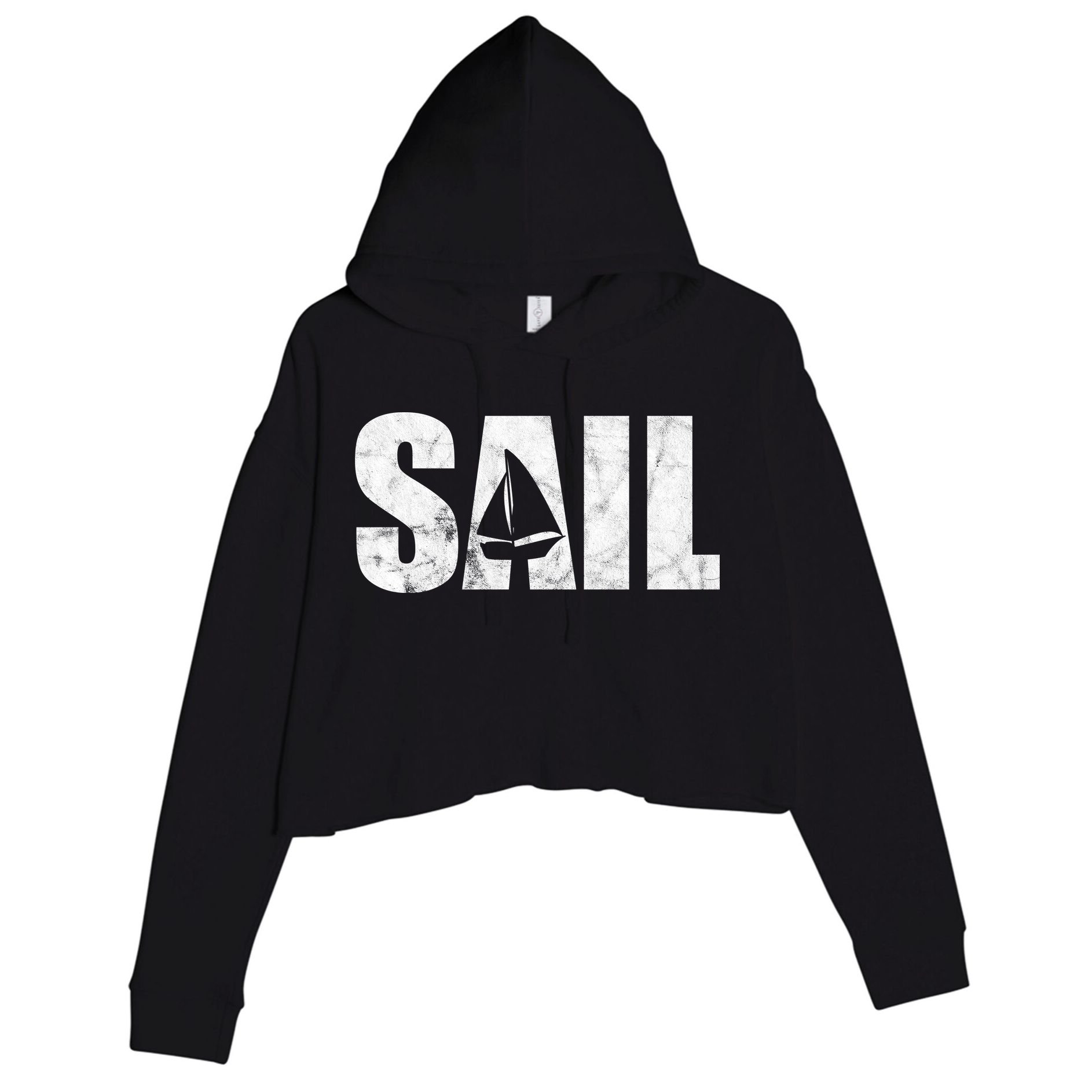 Sail Vintage Sailing Boat Crop Fleece Hoodie